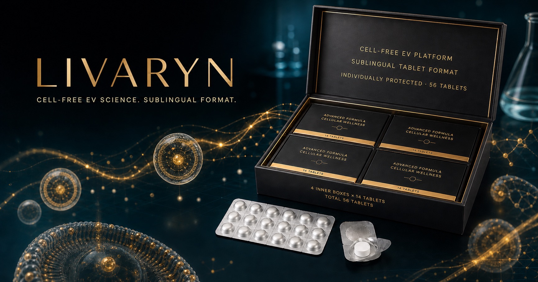 LIVARYN cell-free EV sublingual tablet presentation